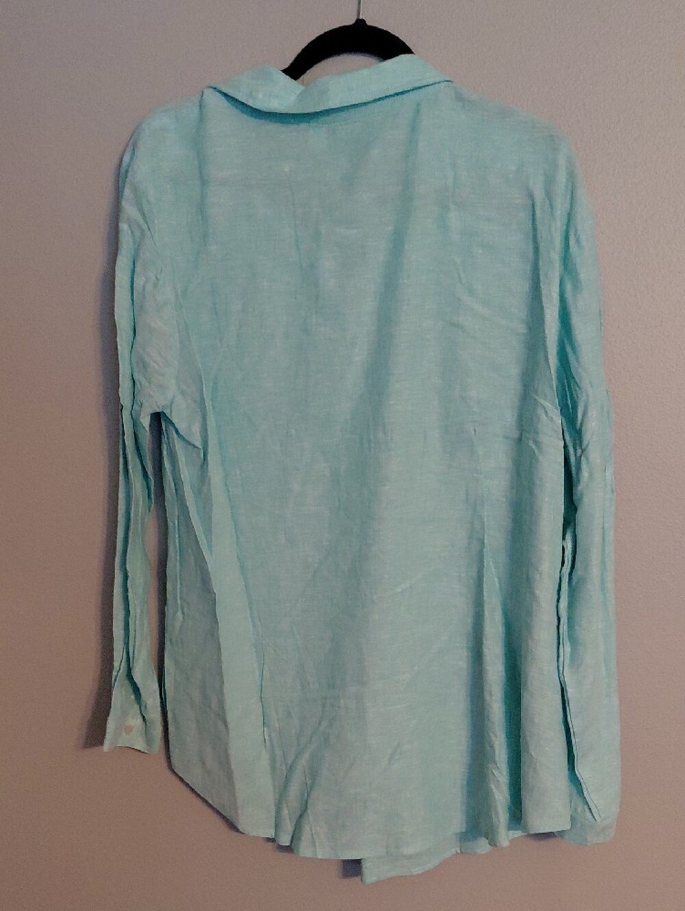 Susan Graver Mint Green Casual Button-Down Shirt - Picture 2 of 3